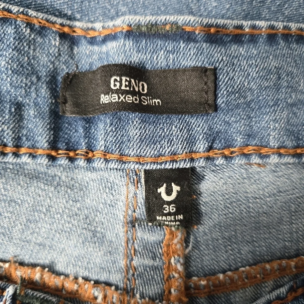 TRUE RELIGION Geno Big T Flap Relaxed Slim Jeans Sz 36